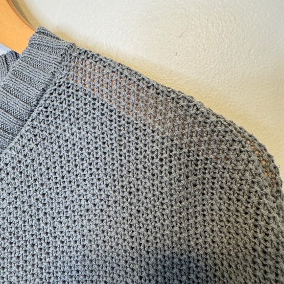 AE | Open Knit Henley Olive Green VSCO Cozy Pullover Sweater - Picture 6 of 14